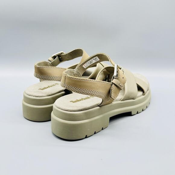 Timberland Sandals Womens 9 Green Leather Slingback Platform London Vibe Buckle - Picture 8 of 11